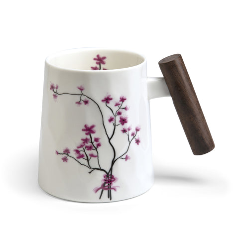 Becher „Cherry Blossom“ Porzellan mit Holzgriff 0.4 l